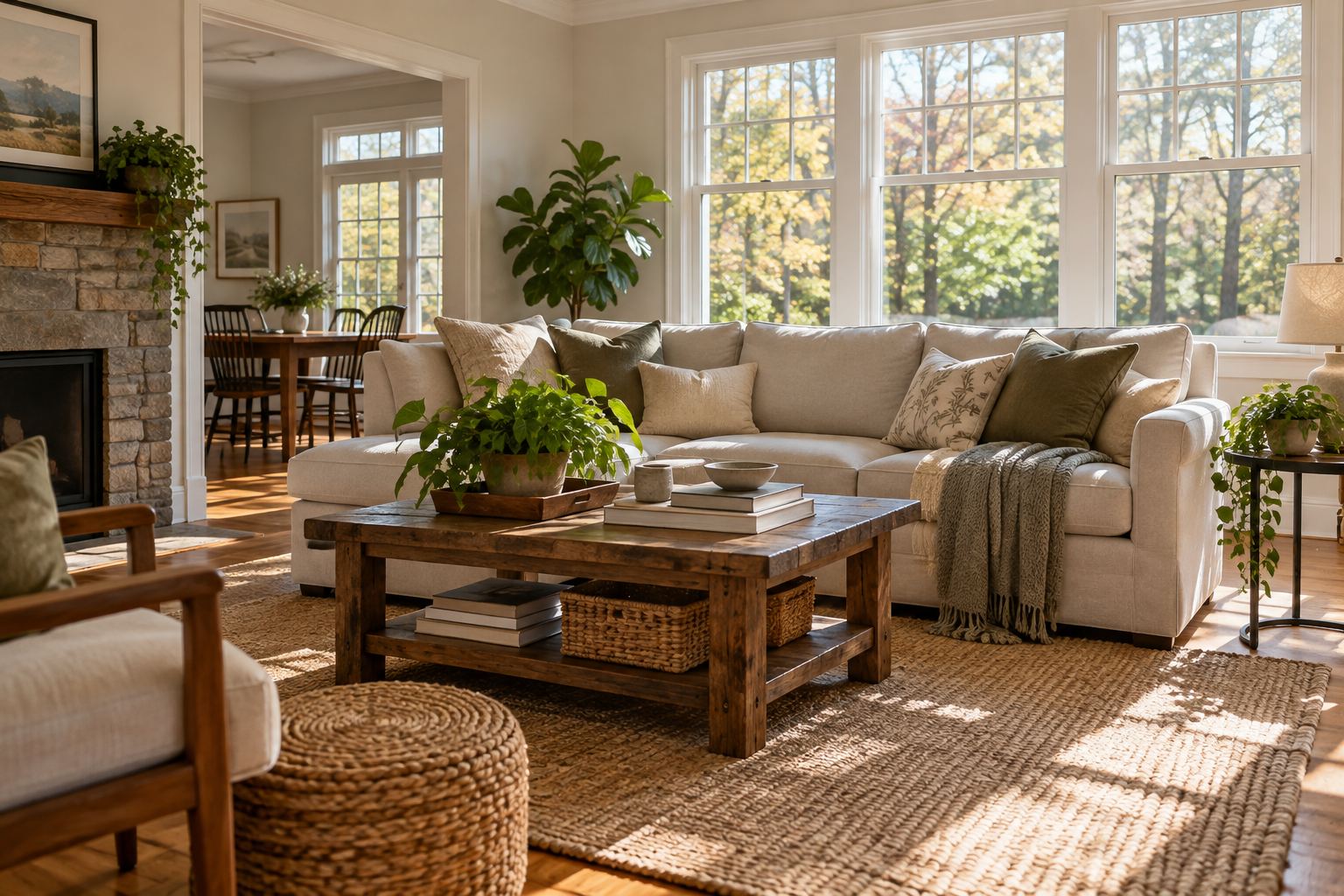 A cozy Stamford living room, illustrative